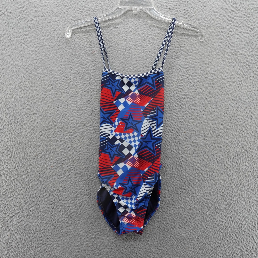 Speedo Overdrive Womens One Piece Swimsuit Stars Stripes Red White Blue 30 NEW